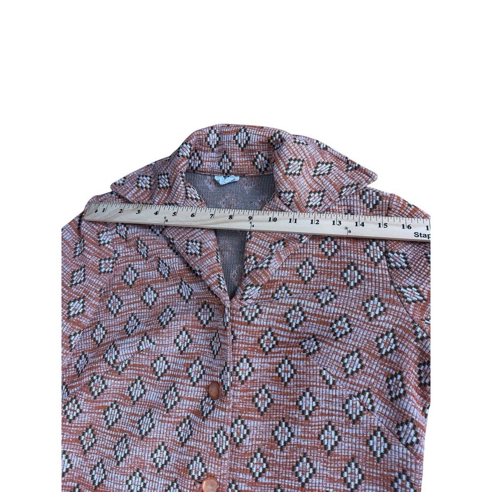 Vintage Koko Jacket Womens Medium Orange Brown Knit Geometric Retro 70s - Picture 8 of 14